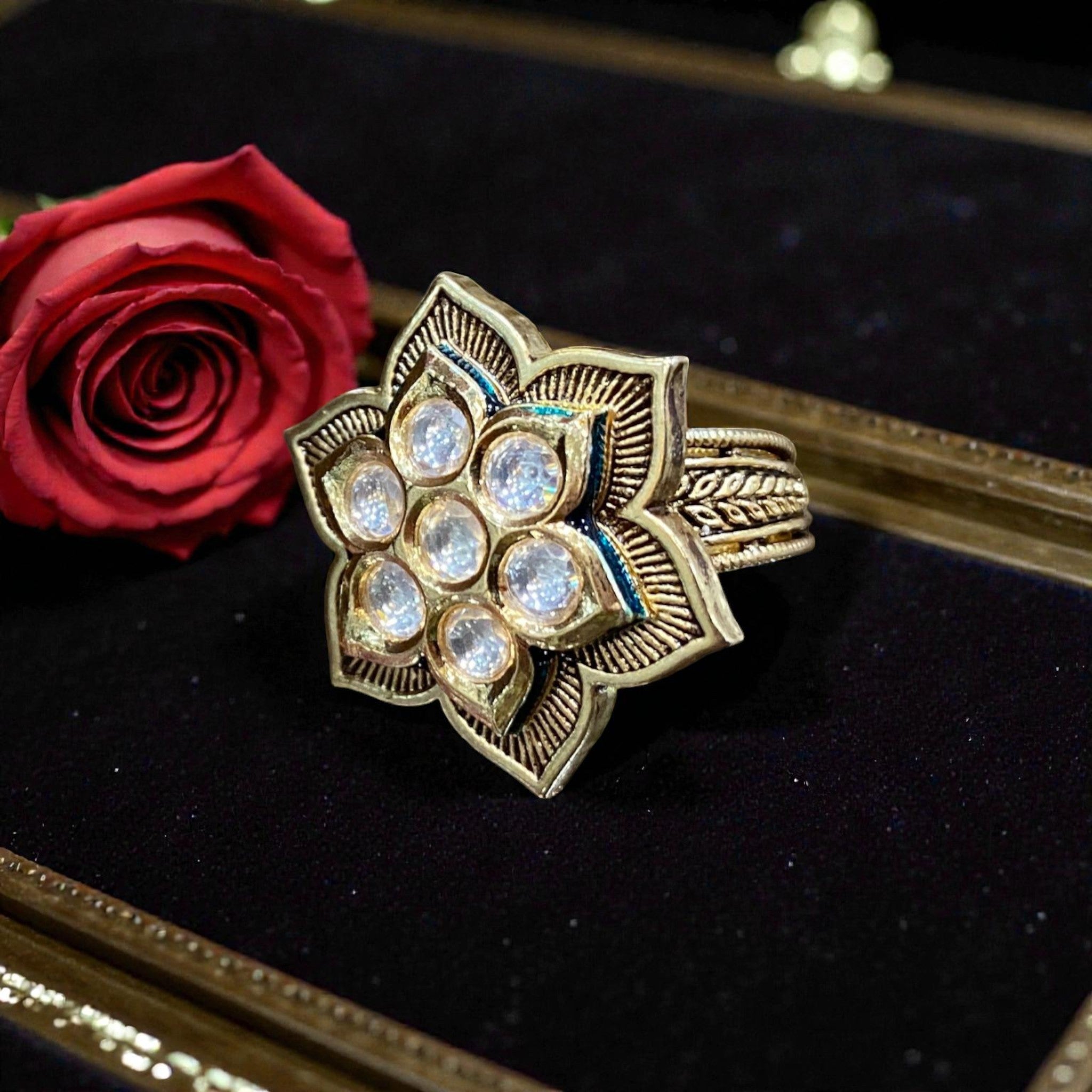 Kundan Bloom Statement Ring