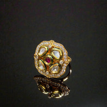 Ruby Centred Kundan Polki Halo Ring