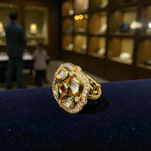 Ruby Centred Kundan Polki Halo Ring