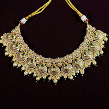 Antique Golden Green Polki Pearl Necklace Set