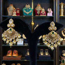 Antique Golden Green Polki Pearl Necklace Set