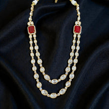 Dual-Layer Polki Necklace with Ruby Accents & Matching Earrings