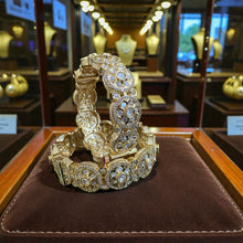 Antique Golden Kundan Floral Bangles