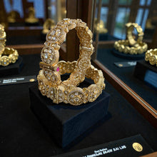 Antique Golden Kundan Floral Bangles