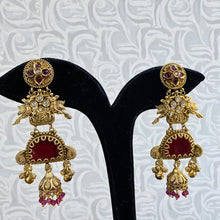 Antique Peacock Meenakari Jhumka Earrings