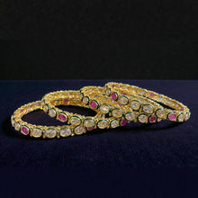 Ruby Halo Polki Bangles (Set of 4)