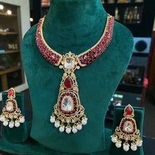 Royal Ruby Kundan Pearl Necklace Set