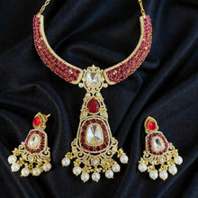 Royal Ruby Kundan Pearl Necklace Set