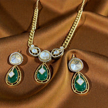 Zehra Emerald Drop Polki Necklace Set