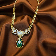 Zehra Emerald Drop Polki Necklace Set