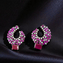 Ruby Crescent Bloom Earrings