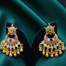 Rajwada Meenakari Crescent Earrings