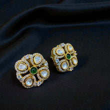Emerald Aura Polki Stud Earrings