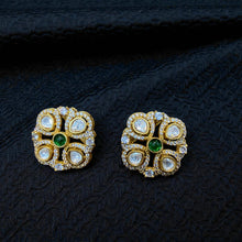 Emerald Aura Polki Stud Earrings
