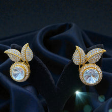 Celeste Leaf Halo Studs