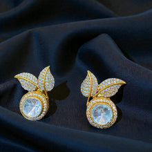 Celeste Leaf Halo Studs