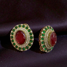 Ruby Royale Emerald Halo Studs