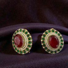 Ruby Royale Emerald Halo Studs