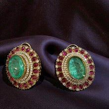 Ruby Royale Emerald Halo Studs