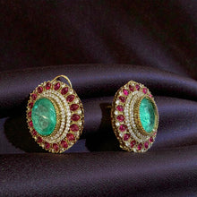 Ruby Royale Emerald Halo Studs