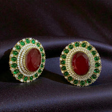 Ruby Royale Emerald Halo Studs