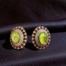 Ruby Royale Emerald Halo Studs