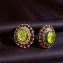 Ruby Royale Emerald Halo Studs