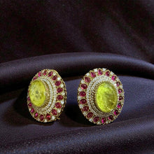 Ruby Royale Emerald Halo Studs