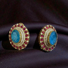 Ruby Royale Emerald Halo Studs