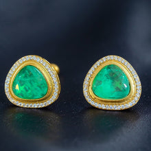 Emerald Aura Halo Stud Earrings