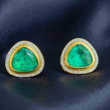 Emerald Aura Halo Stud Earrings