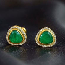 Emerald Aura Halo Stud Earrings