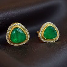 Emerald Aura Halo Stud Earrings