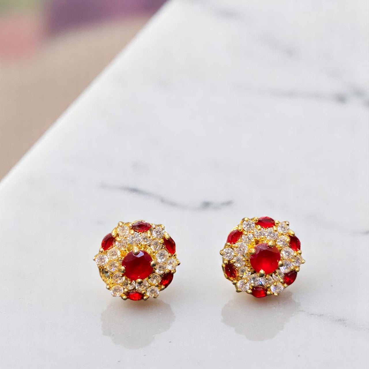 Royal Ruby Blossom Studs