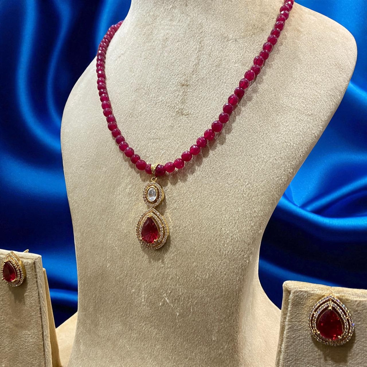 Royal Ruby Teardrop Pendant Set
