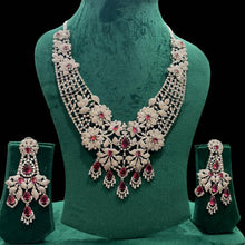 Regal Ruby and American Diamond Bridal Necklace Set