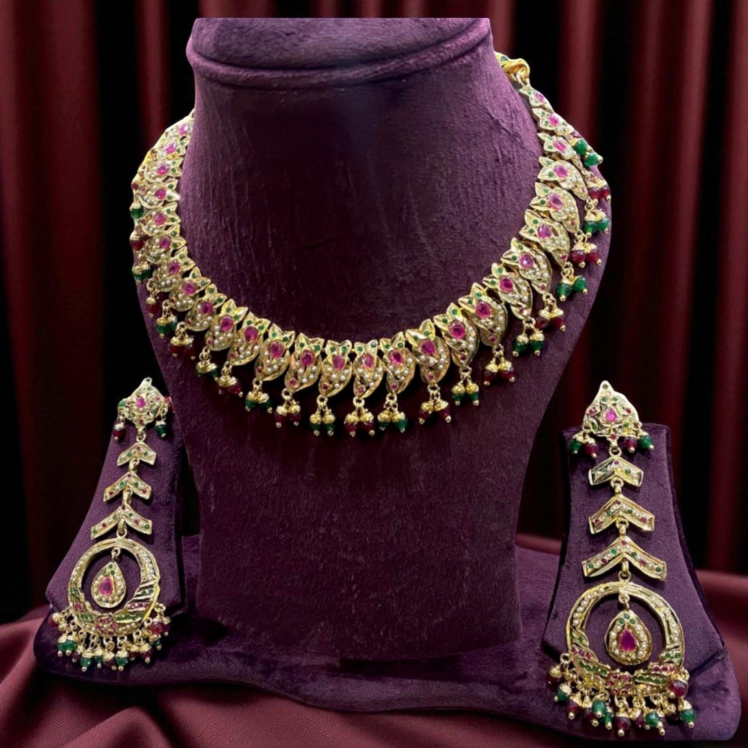 Ruby Emerald Designer Necklace Set