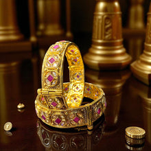Regal Ruby & Kundan Broad Bangles