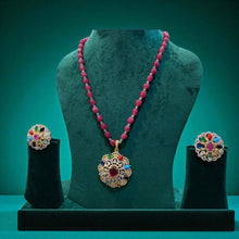 Navratna Ruby Beaded Necklace Set