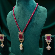 Royal Ruby Pearl Drop Necklace Set