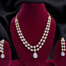 Elegant Double-Layer American Diamond Necklace Set