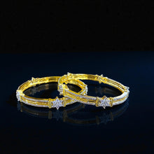 Gold-Plated Floral Diamond-Cut Kada Bangles