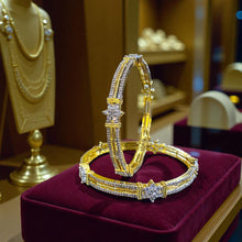 Gold-Plated Floral Diamond-Cut Kada Bangles