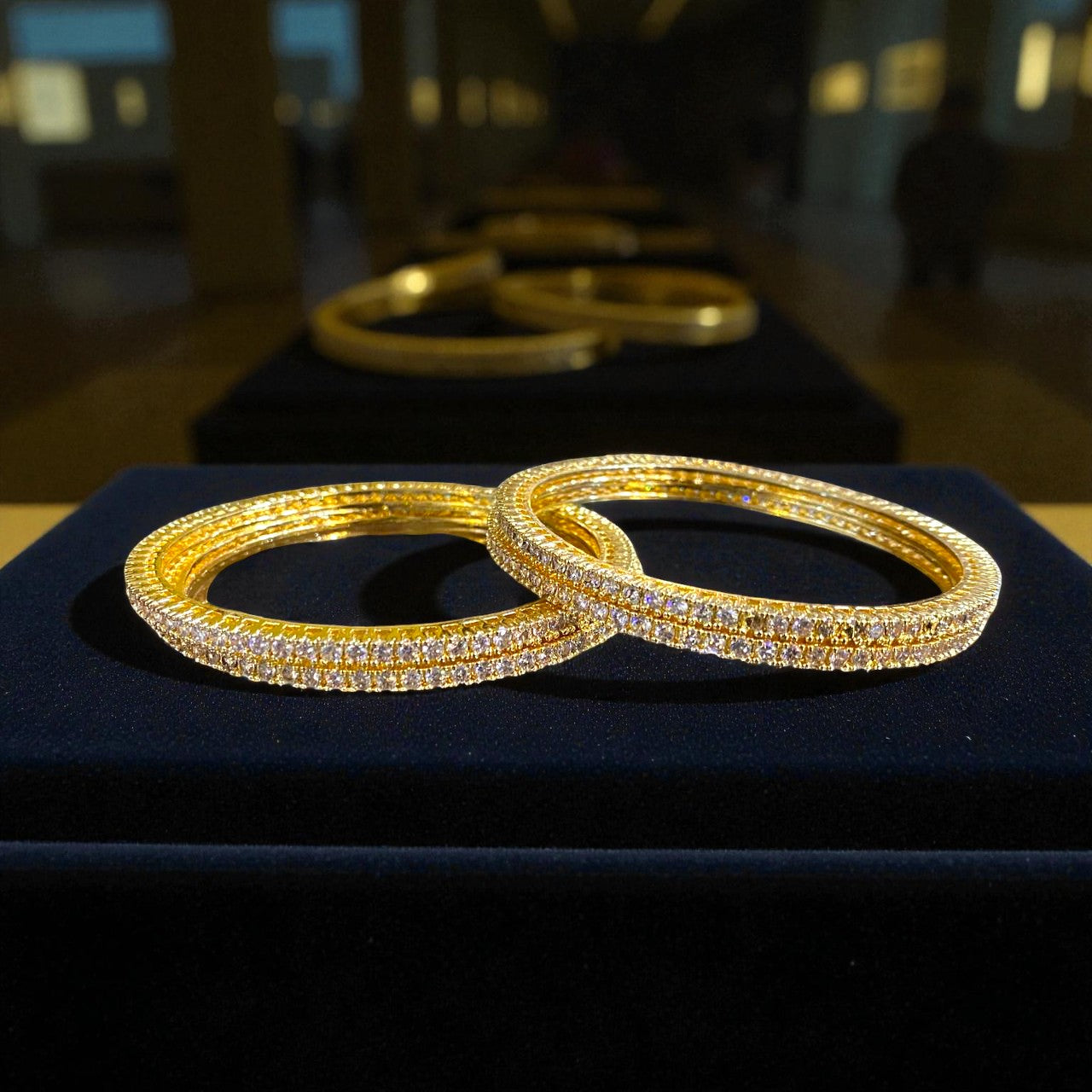 Golden Sparkle Line Bangles (Set of Four)