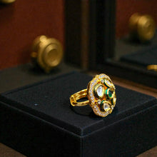 Emerald Centred Kundan Polki Halo Ring