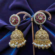 Ruby Blossom Heritage Jhumka Earrings