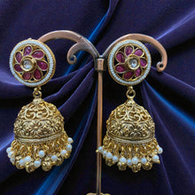 Ruby Blossom Heritage Jhumka Earrings