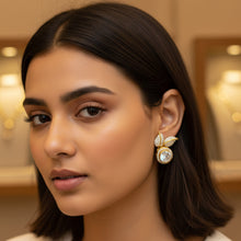 Celeste Leaf Halo Studs
