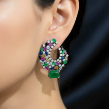 Ruby Crescent Bloom Earrings