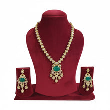Emerald Polki Pendant Necklace Set
